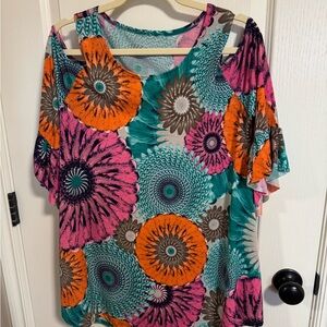 Dear Scarlett Vibrant Floral Blouse – Wrinkle‑Free Stretch Top